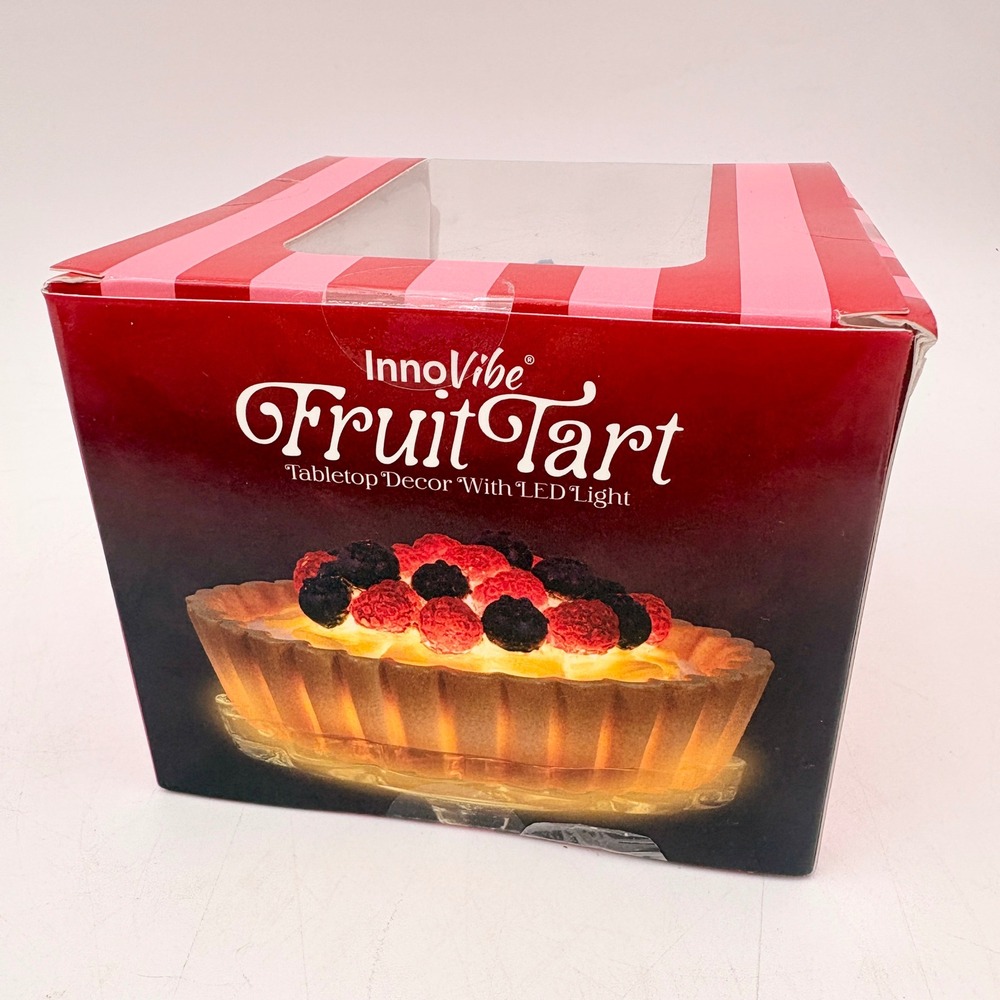 InnoVibe Fruit Tart Tabletop Decor LED Light Realistic Resin Fake Food Dessert